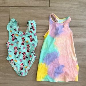 Disney Minnie Mouse Swimsuit and tie-dye dress 3T